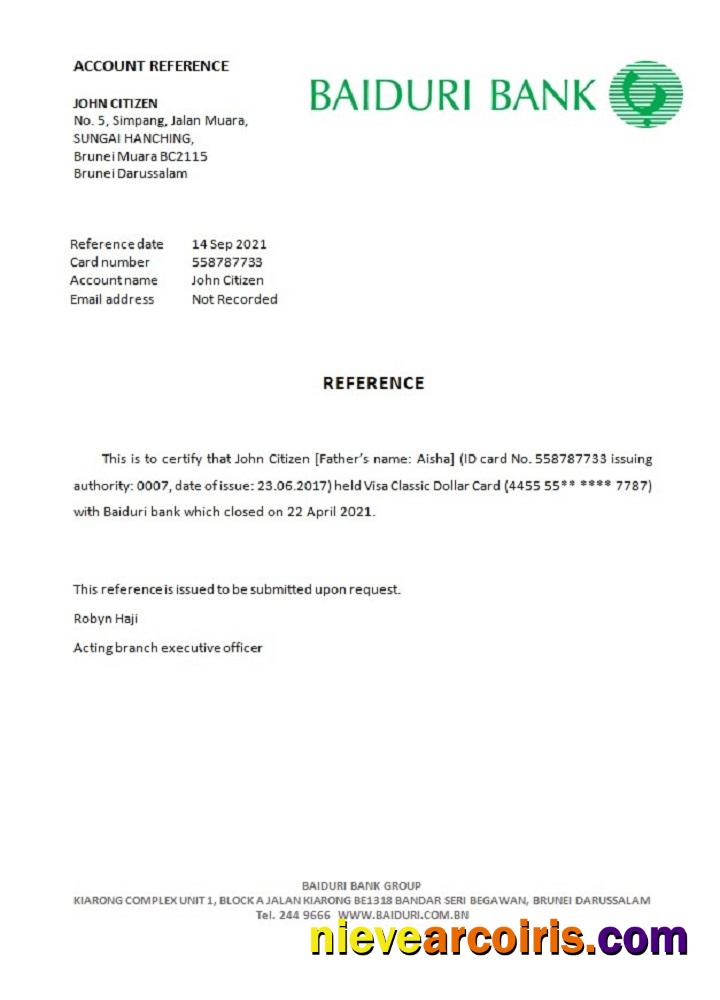Brunei Baiduri Bank Closure Reference Preview