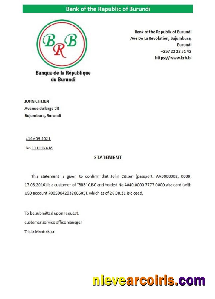 Burundi The Republic Bank Of Burundi Closure Reference Photolook