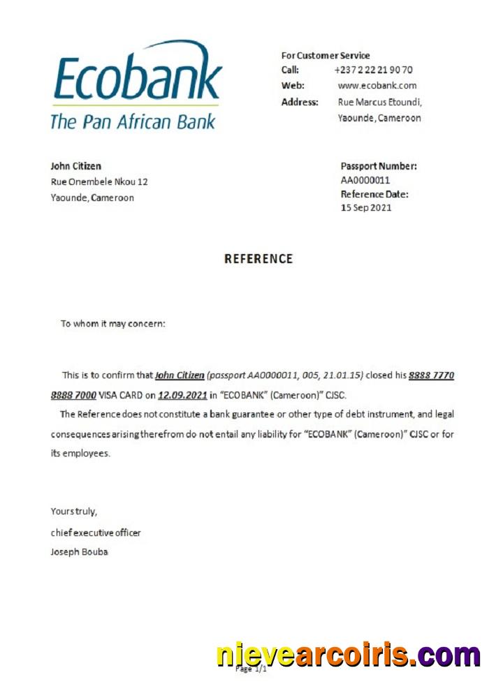 Cameroon Ecobank Closure Reference Preview