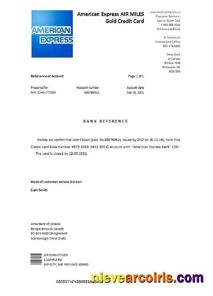 Canada American Express Air Miles Gold Credit Card Closure Reference Preview