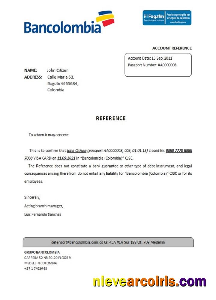 Colombia Bancolombia Closure Reference Photolook