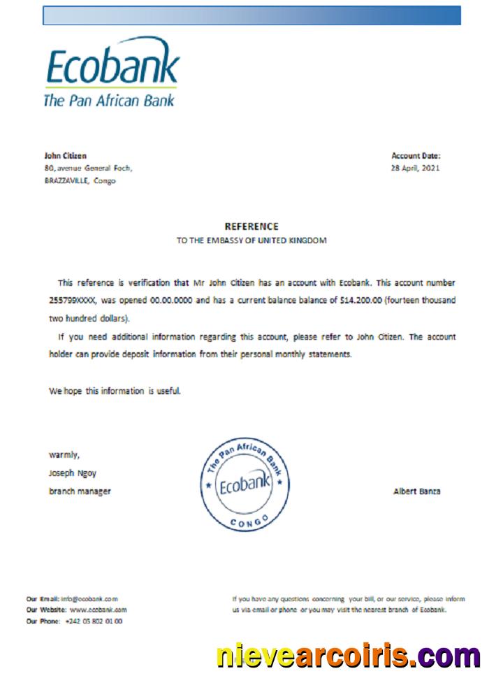 Congo Ecobank Reference Template