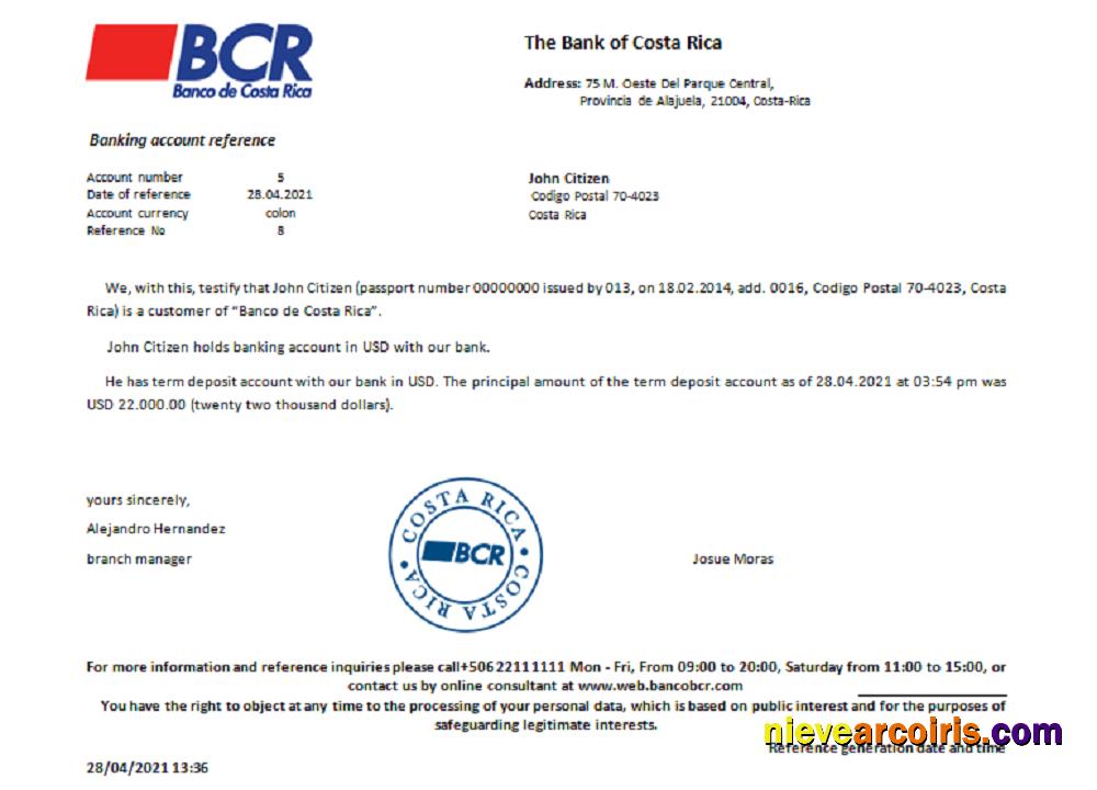 Costa Rica The Bank Of Costa Rica Reference Preview