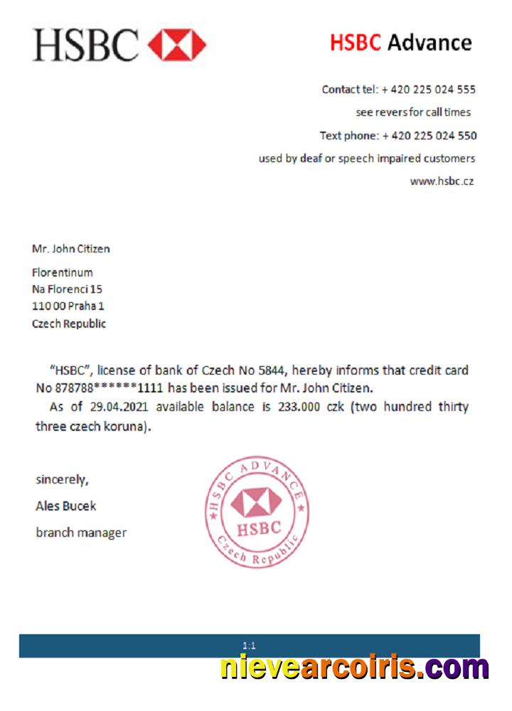 Czech HSBC Reference Sample