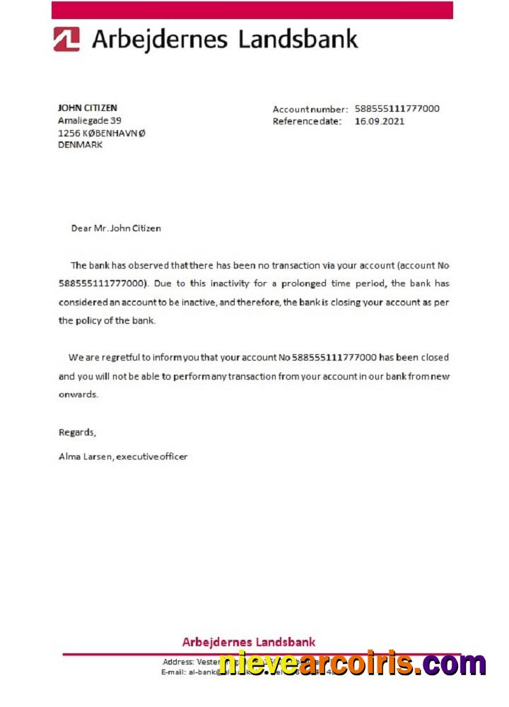 Denmark Arbejdernes Landsbank Closure Reference Preview