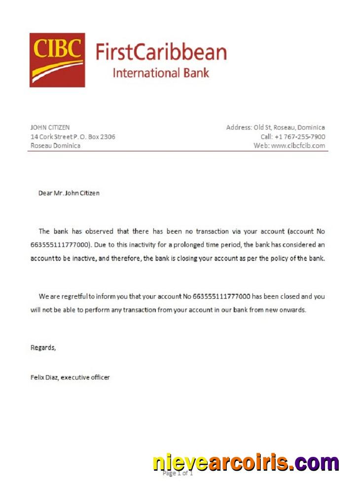 Dominica CIBC Closure Reference Sample