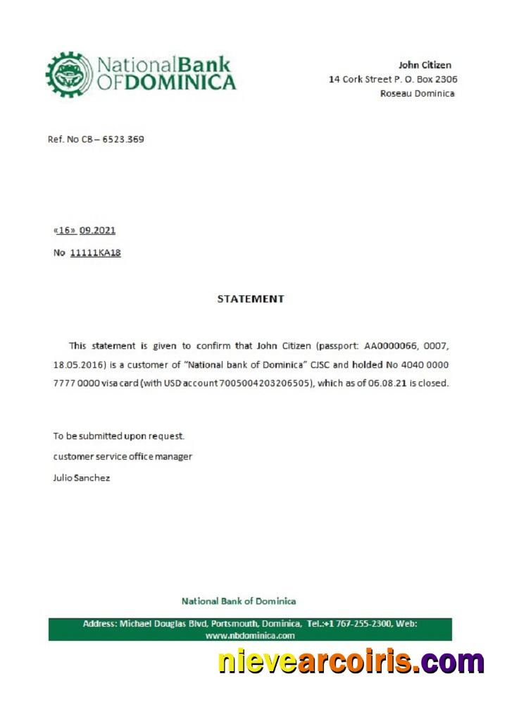 Dominicia National Bank Of Dominica Closure Reference Preview