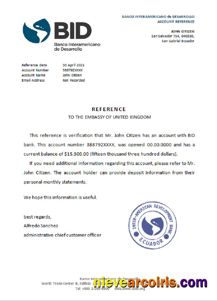 Ecuador Banco Interamericano De Desarrollo Reference Template