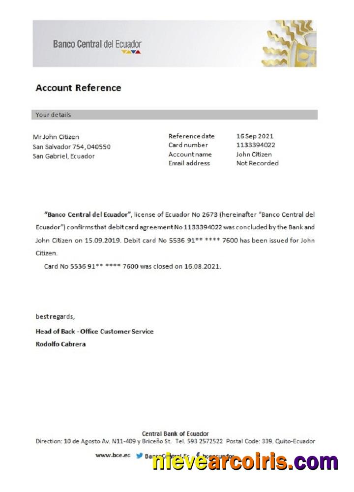 Ecuador Central Bank Of Ecuador Closure Reference Preview