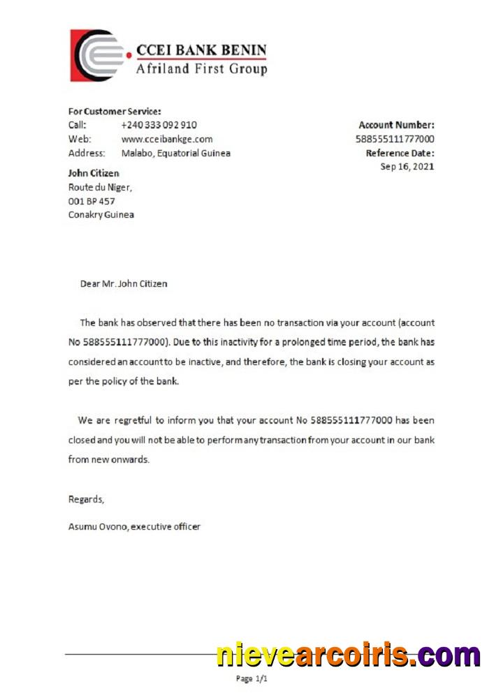 Equatorial Guinea CCEI Bank Benin Bank Closure Reference Photolook
