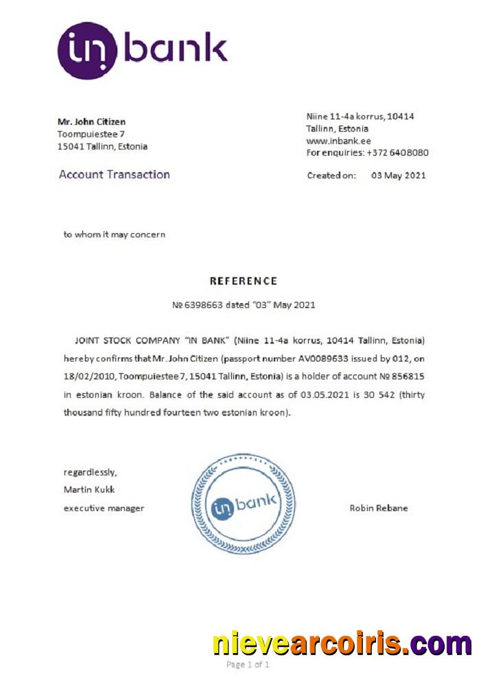 Estonia Inbank Reference Preview