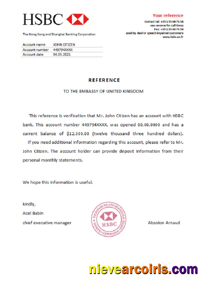 France HSBC Reference Template