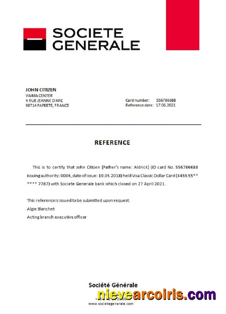 France Société Générale Closure Reference Template