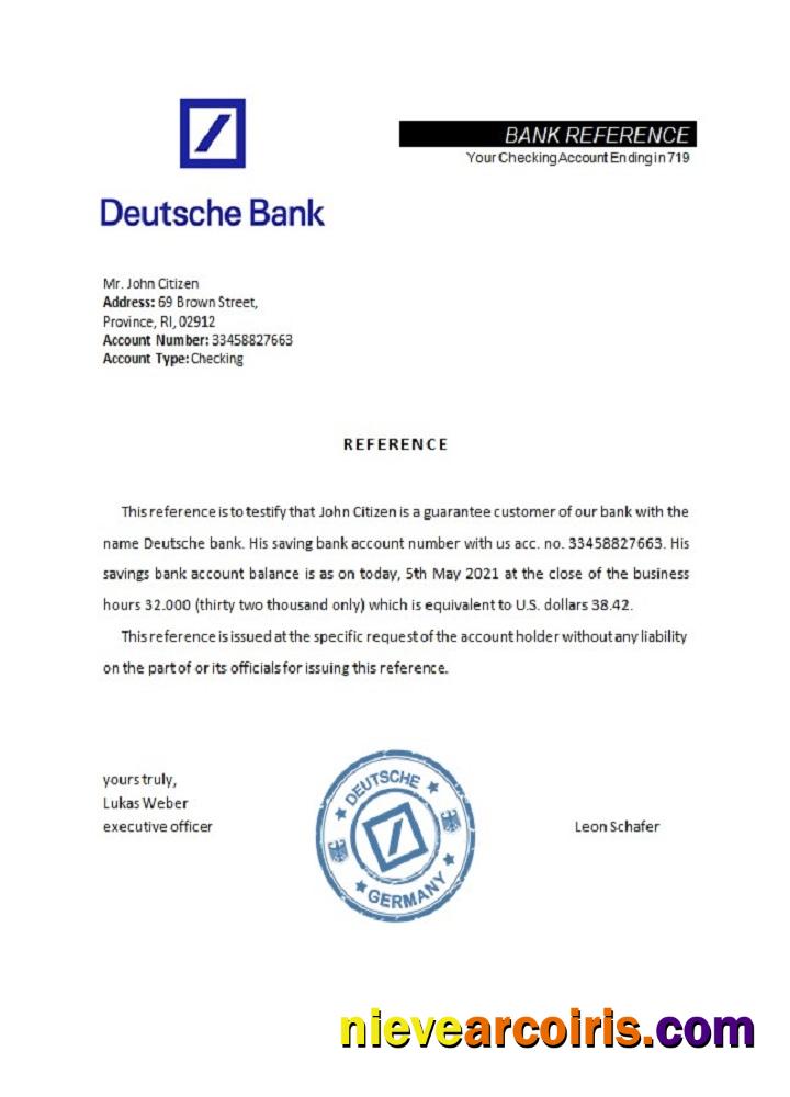 Germany Deutsche Bank Reference Sample
