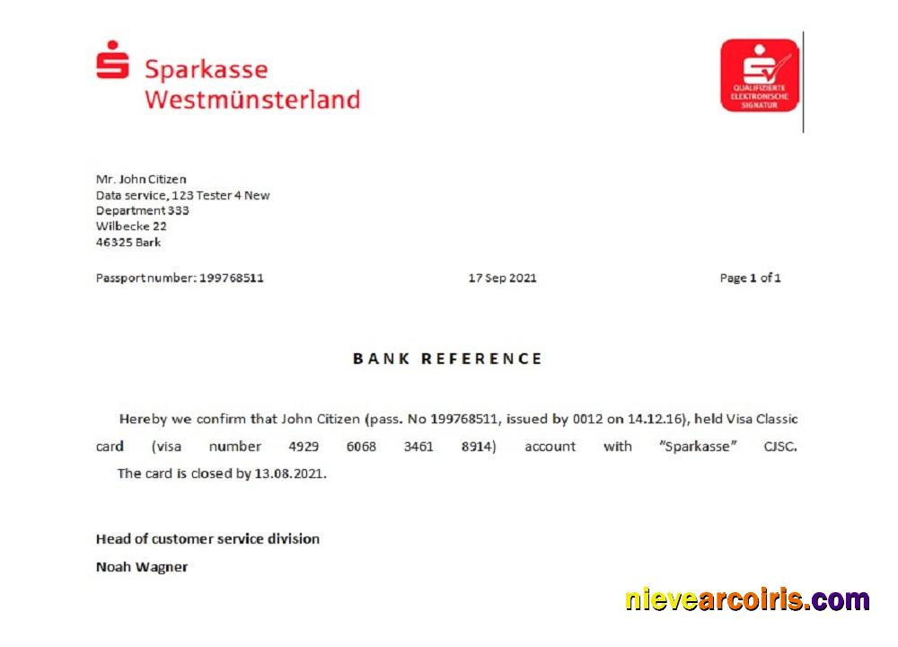Germany Sparkasse Closure Reference Sample