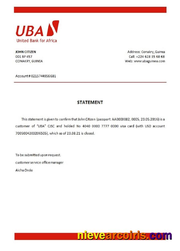Guinea UBA Closure Reference Template