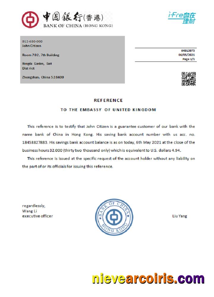Hong Kong Bank Of China Reference Preview