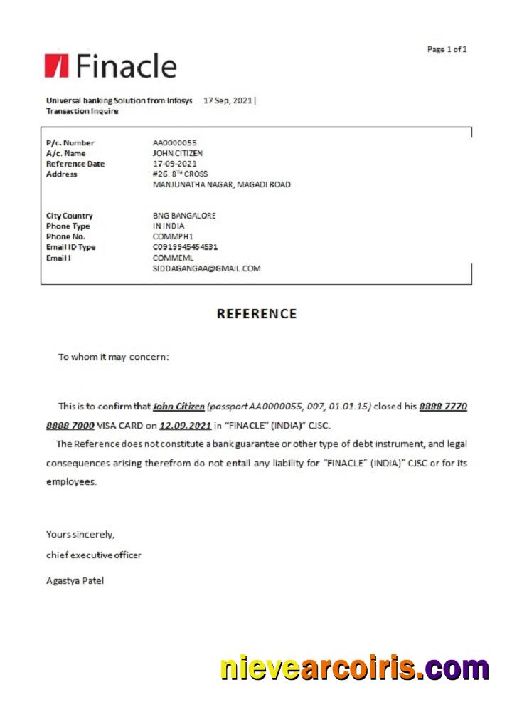 India Finacle Bank Closure Reference Photolook