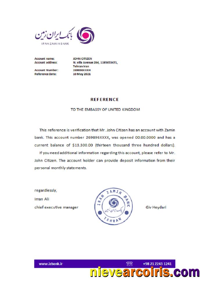 Iran Zamin Bank Reference Preview