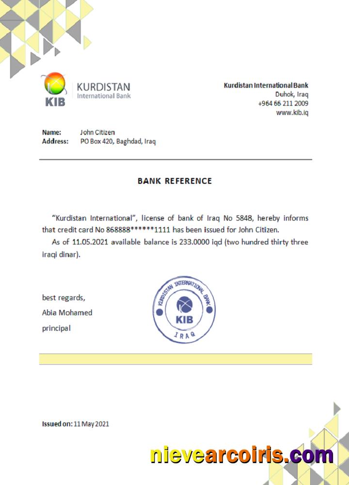 Iraq Kurdistan International Reference Sample