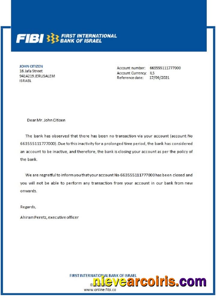Israel FIBI Closure Reference Sample