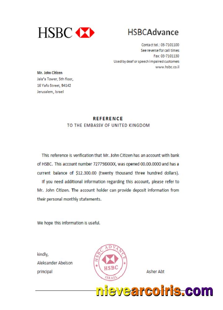 Israel HSBC Reference Template