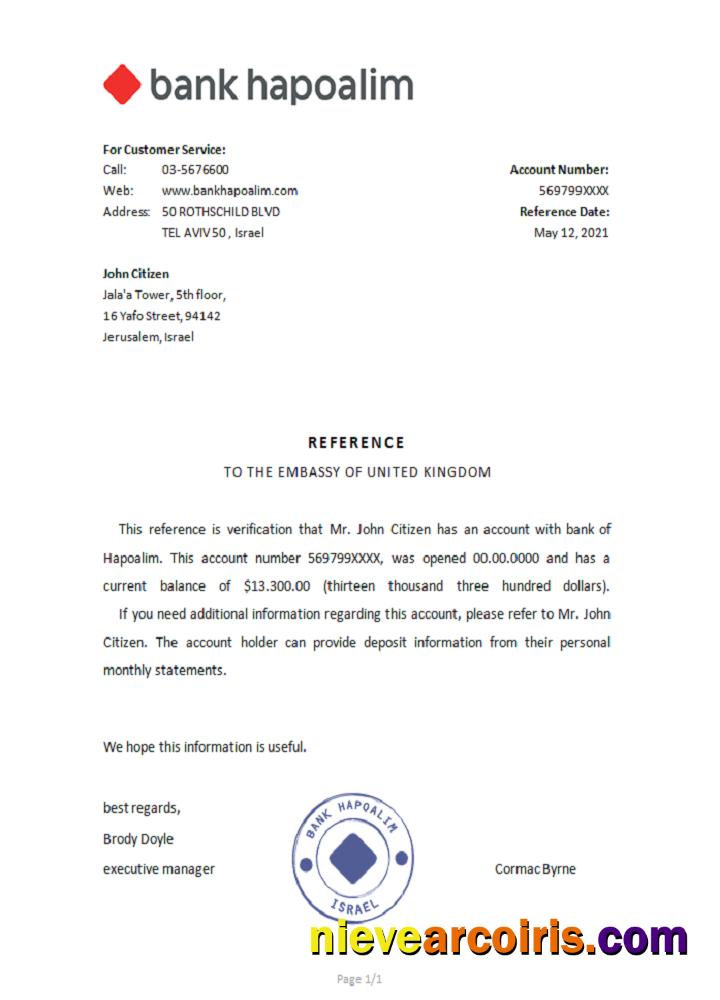 Israel Hapoalim Reference Sample