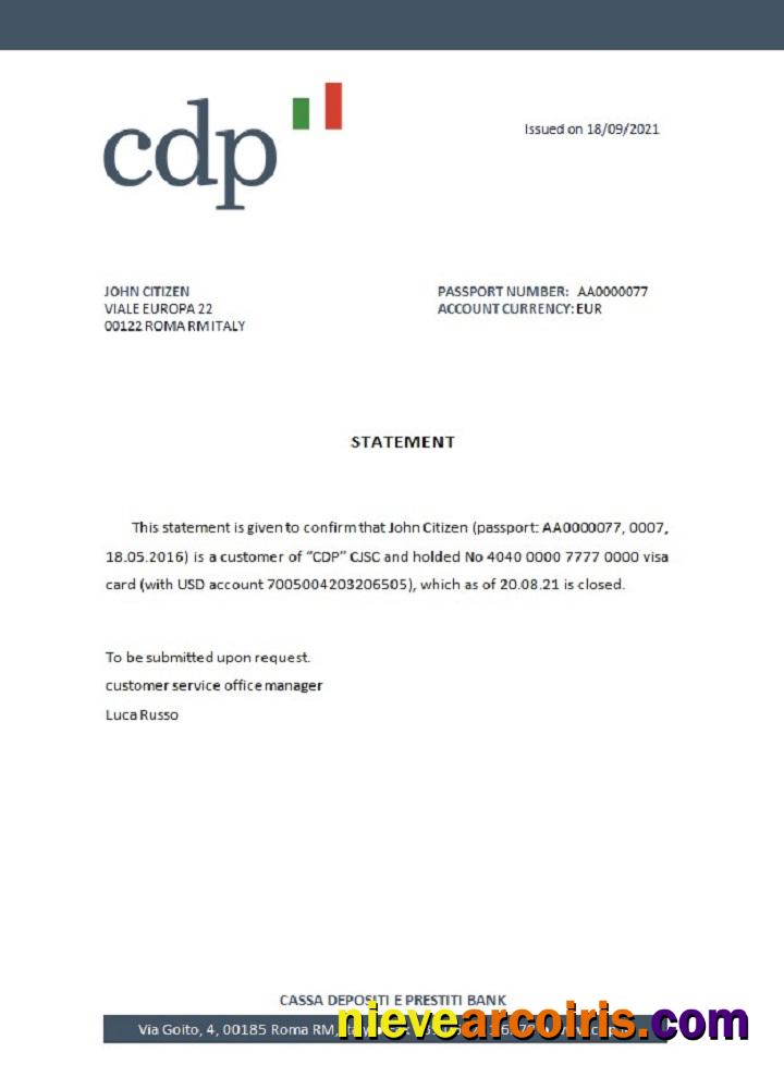 Italy CDP Closure Reference Template