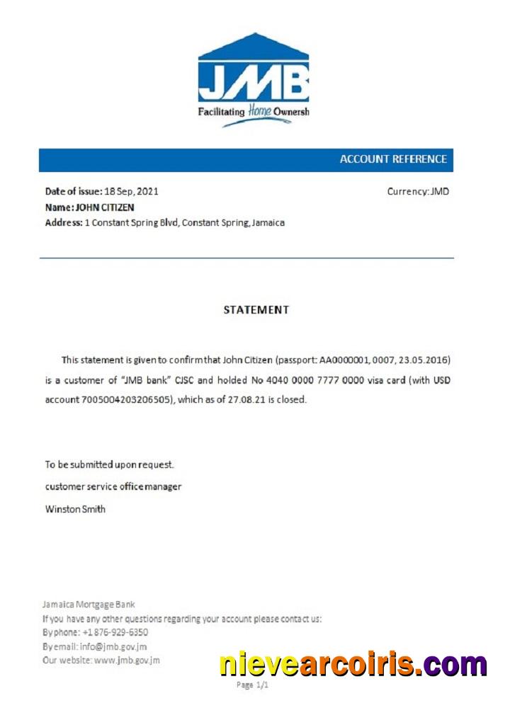 Jamaica Mortgage Closure Reference Template