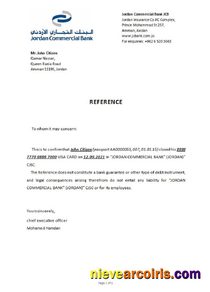 Jordan JCB Closure Reference Sample