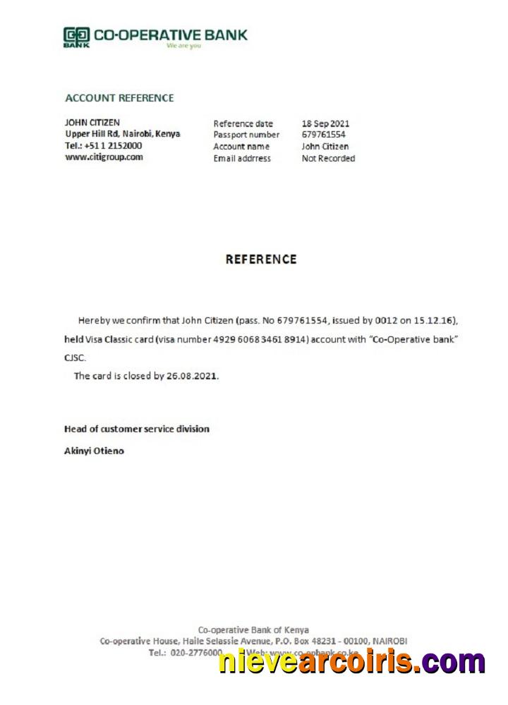 Kenya Co Operative Closure Reference Template
