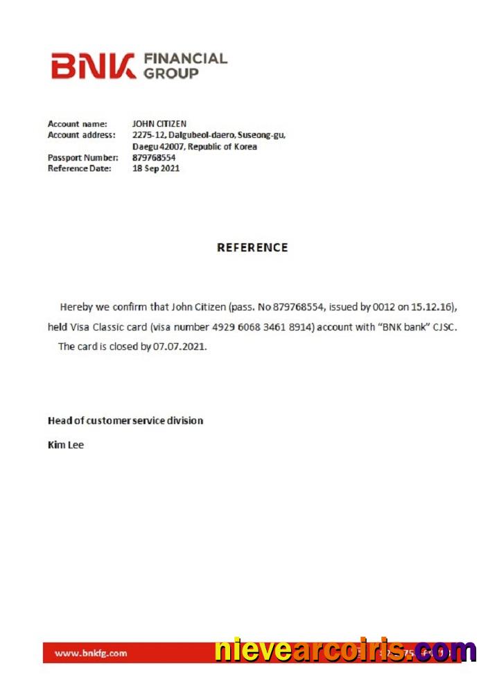 Korea BNK Bank Closure Reference Template