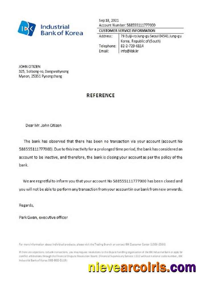 Korea Industrial Bank Closure Reference Photolook