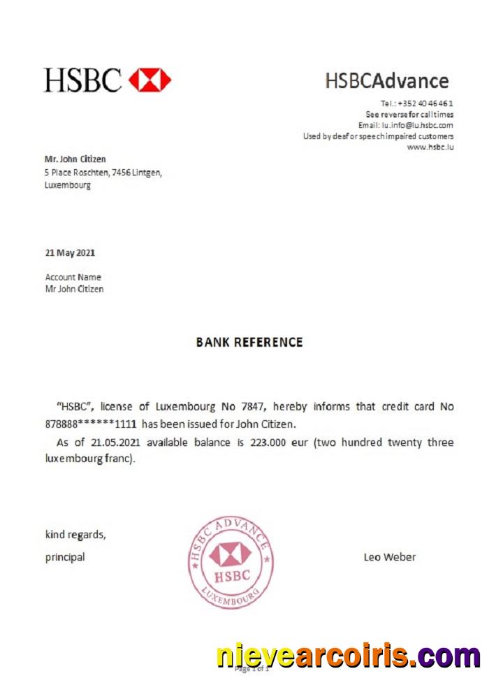 Luxembourg HSBC Reference Template