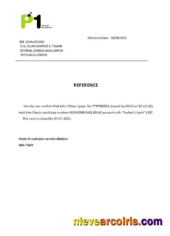 Malaysia Packet 1 Network Closure Reference Sample