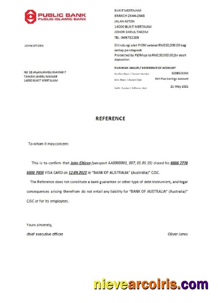 Malaysia Public Bank Closure Reference Template