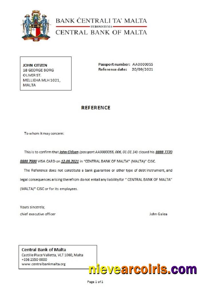 Malta Central Bank Of Malta Closure Reference Preview
