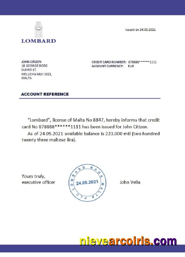 Malta Lombard Bank Reference Preview