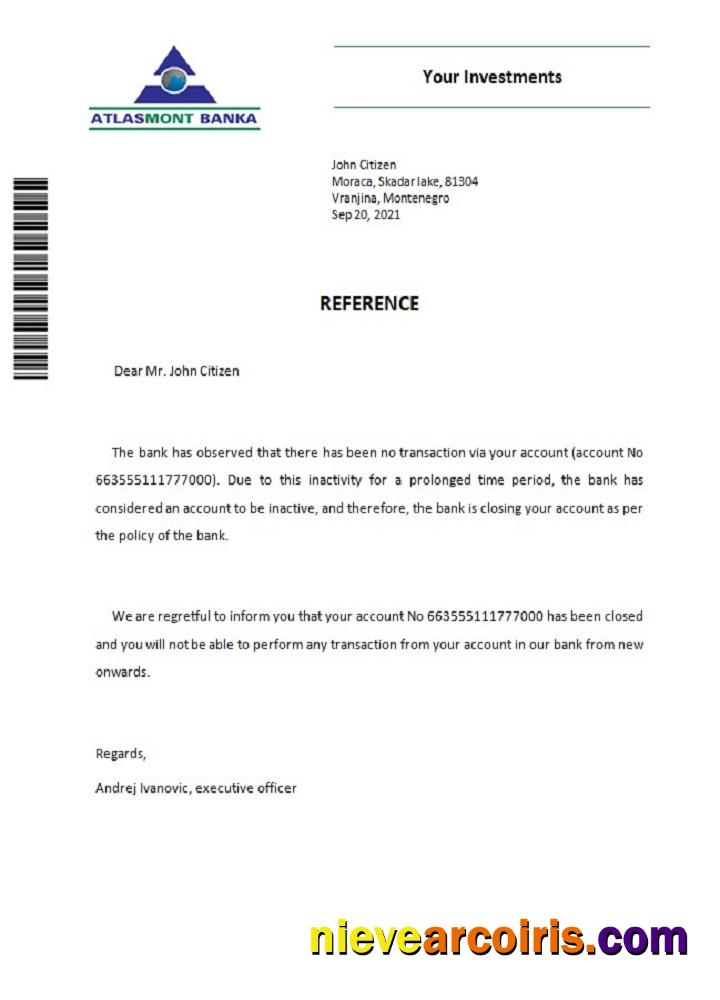 Montenegro Atlasmont Bank Closure Reference Preview
