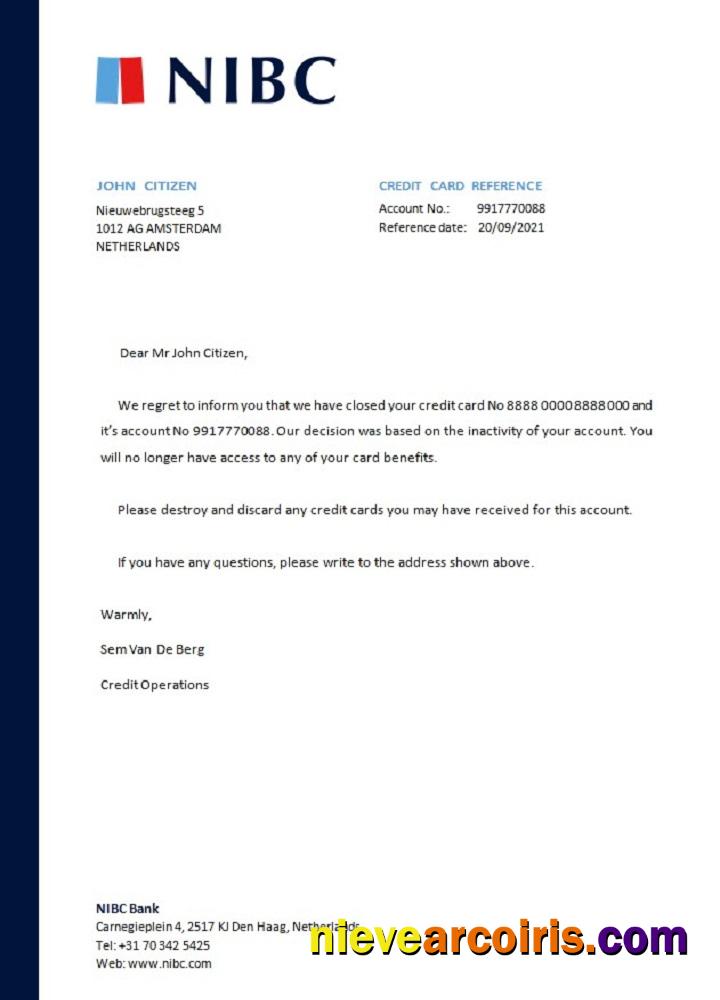 Netherlands NIBC Bank Closure Reference Photolook