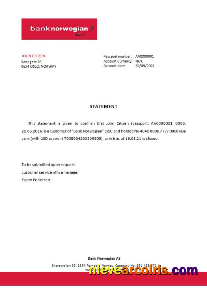Norway Bank Norwegian Closure Reference Preview