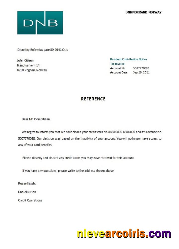 Norway DNB Closure Reference Sample