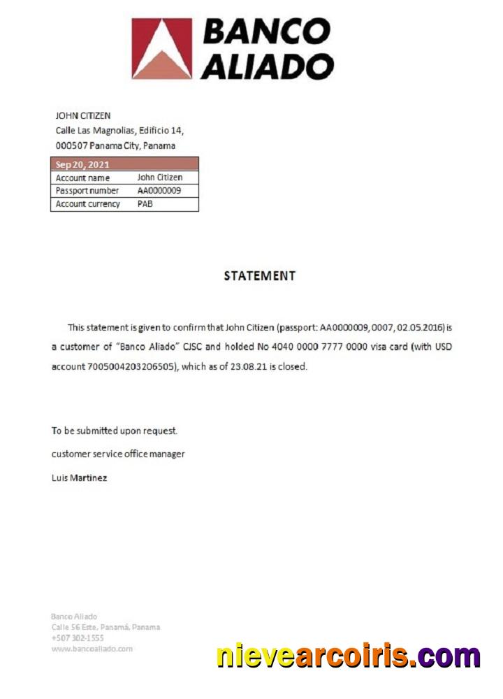 Panama Banco Aliado Closure Reference Preview
