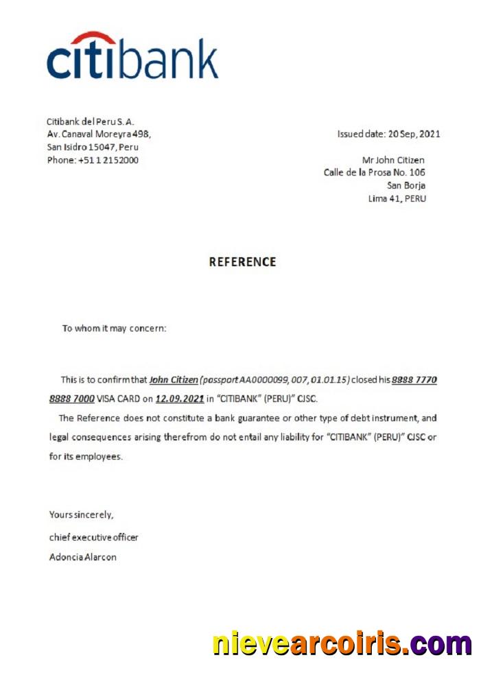 Peru Citibank Closure Reference Preview