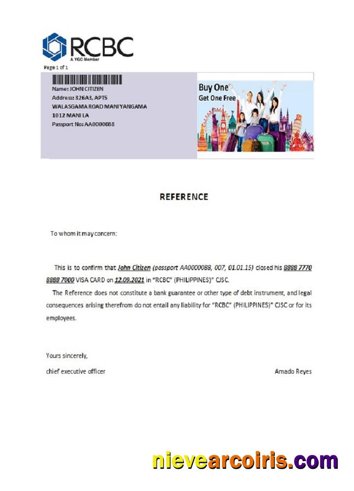 Philippines RCBC Closure Reference Template