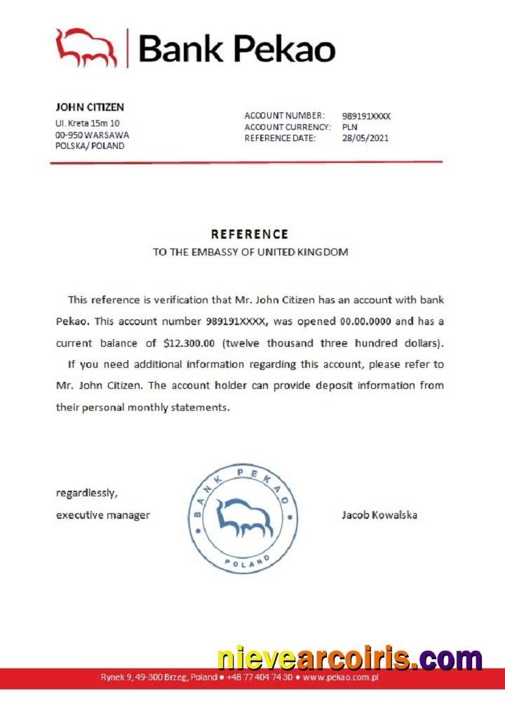 Poland Bank Pekao Reference Template