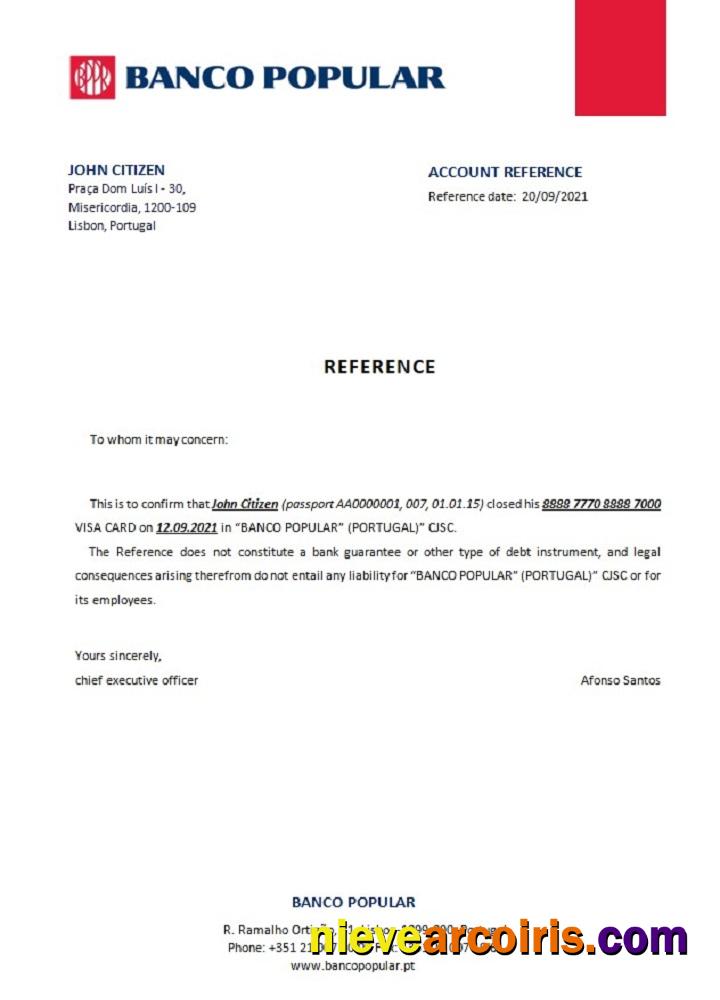 Portugal Banco Popular Closure Reference Sample