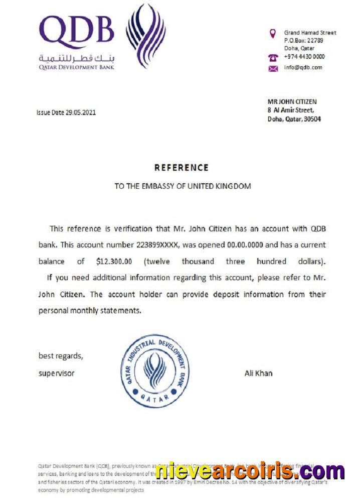 Qatar Development Bank Reference Sample