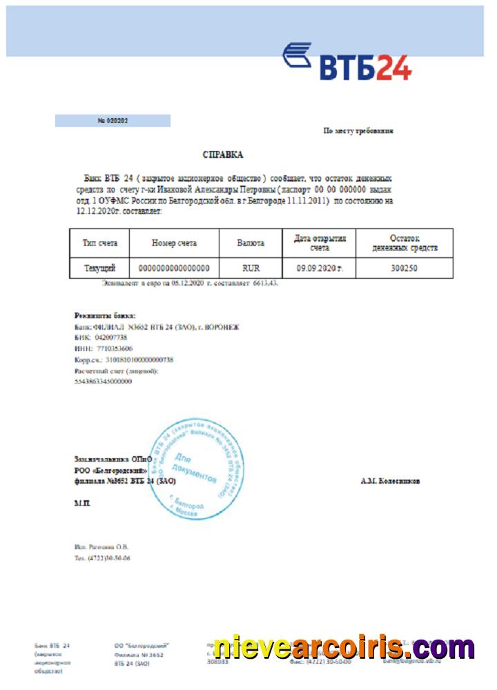 Russia VTB Bank Reference Sample