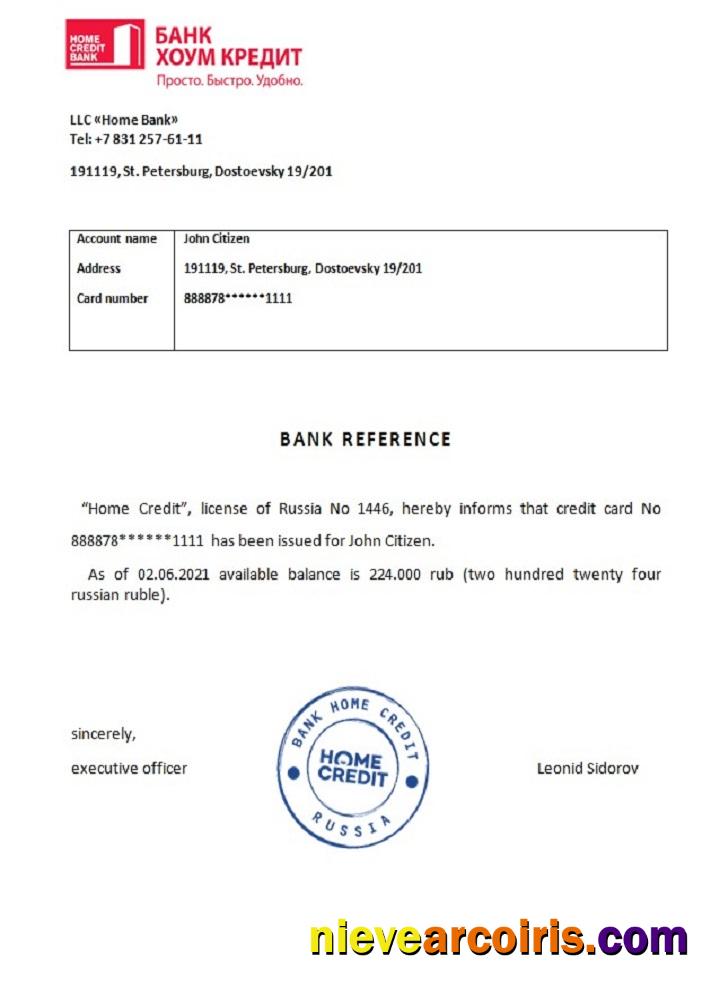 Russia Bank Home Credit Reference Photolook